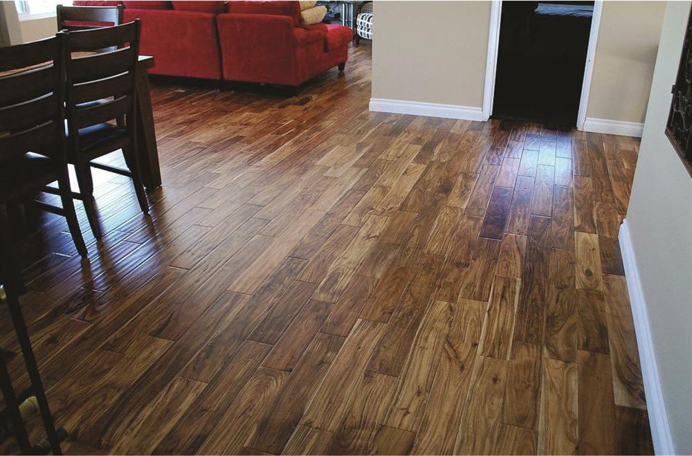 Hardwood flooring installed in a bright room